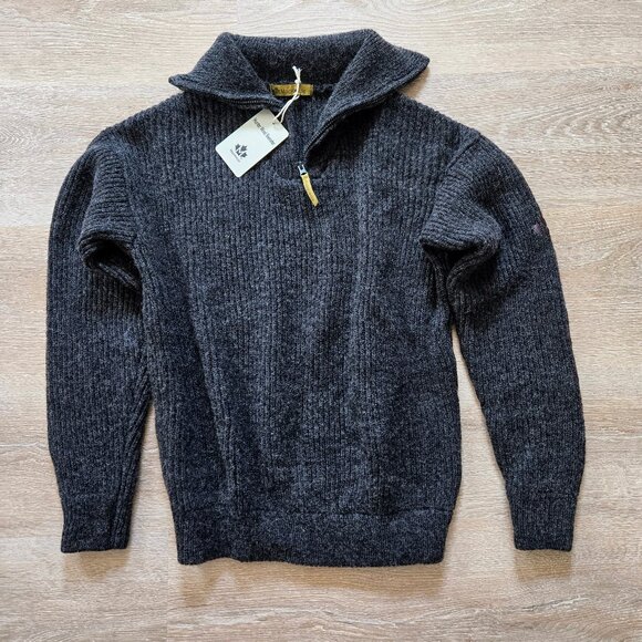 MacKenzie Men’s Hunter Wool Sweater – 100% Wool Quarter Zip Charcoal Medium NWT - Picture 17 of 17